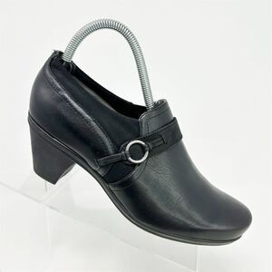 Abeo Raine Black Leather Slip-On Ankle Bootie Pumps Size 8 Neutral Fall